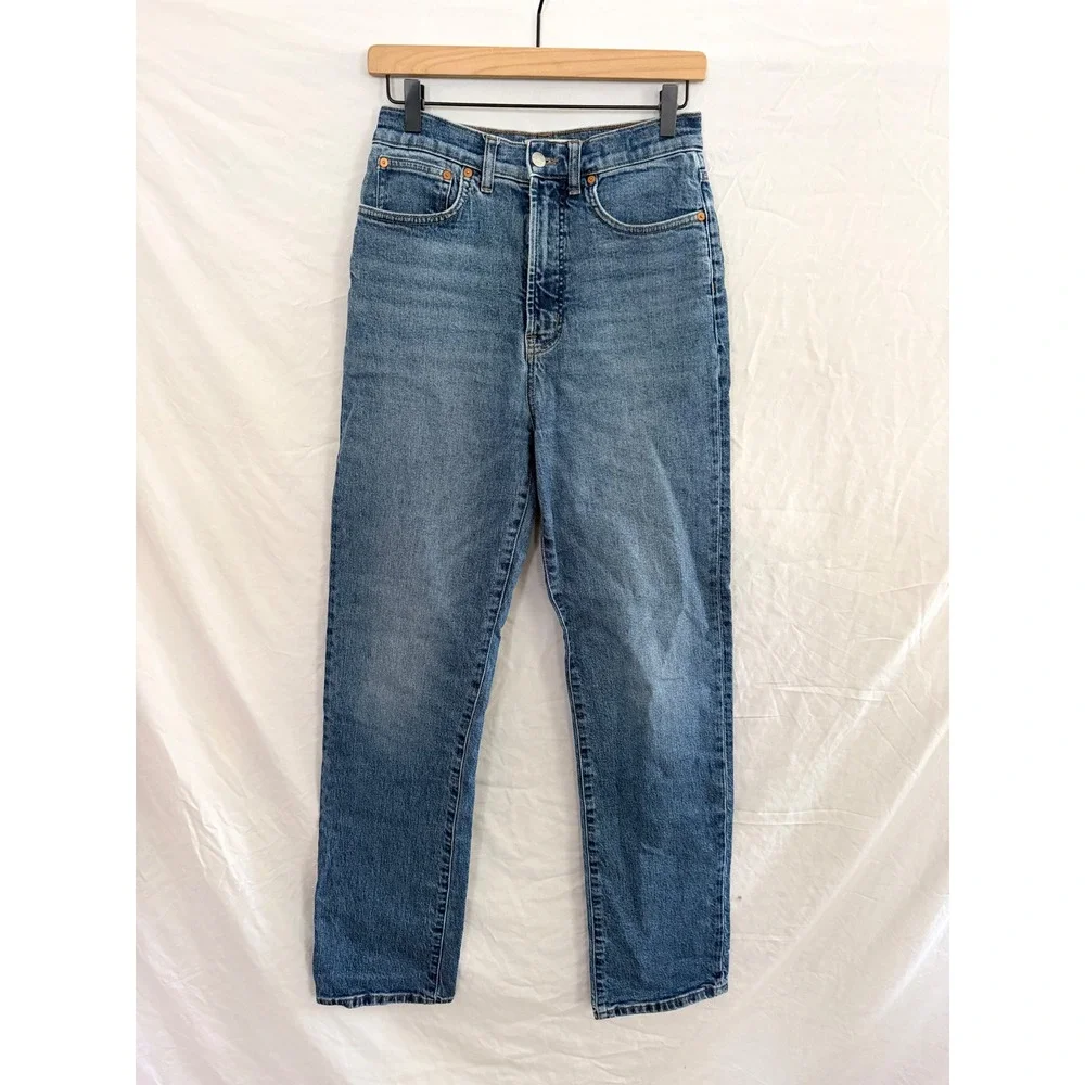 Madewell 90s Straight Jeans Womens Medium Wash High Rise Denim Size 27T
